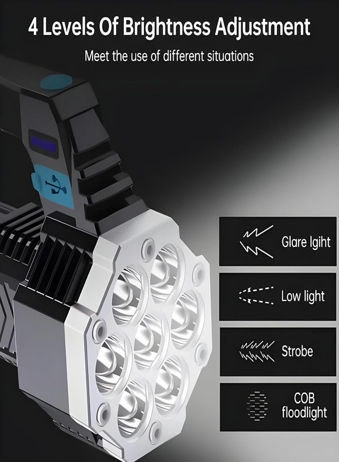 Oblivion 7-in-1 Rechargeable LED Torch Light - High-Power, 100m Beam Range Flashlight with Multi-Mode Brightness, USB COB Side Light, Waterproof Emergency Lantern for Outdoor, Camping, Hiking, Travel - Image 2